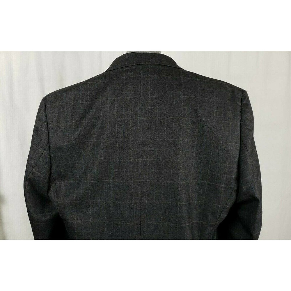 Pronto Uomo Sport Coat Gray Windowpane Check Jacket Mens 43R 100% Wool - Picture 6 of 10